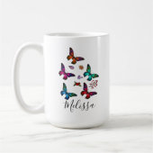Mug Élégant Papillons colorés Motif personnalisé (Gauche)