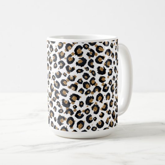 Mug Élégant Parties scintillant d'or Motif Leopard (Devant droit)