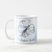 Mug Elégant Pastel Blanc & Bleu Lily Nom personnalisé (Gauche)