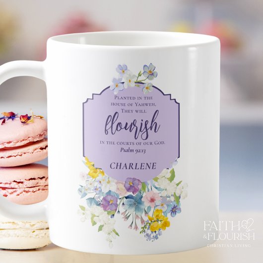 Mug Élégant Pastel Floral Scripture Verse Personnalisé