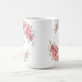 Mug Élégant Pastel rose Pêche Rose Nom floral (Centre)