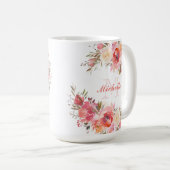 Mug Élégant Pastel rose Pêche Rose Nom floral (Devant droit)