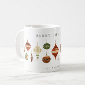 MUG ÉLÉGANT PASTEL ROUGE ÉTOILE VERT CHIRSTMAS ORNAMES (Devant gauche)