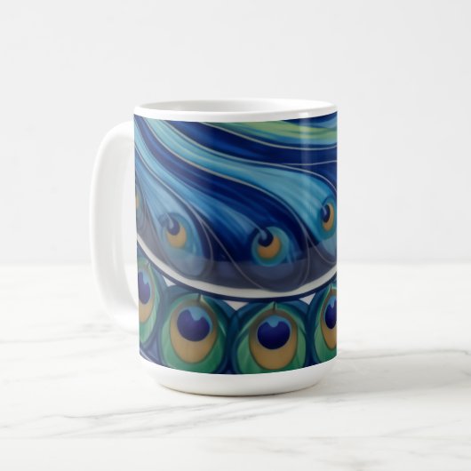 Mug Elégant Peacock Feather Mandala (Devant gauche)