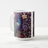 Mug Elégant Peacock Sur Purple William Morris Inspiré (Devant gauche)
