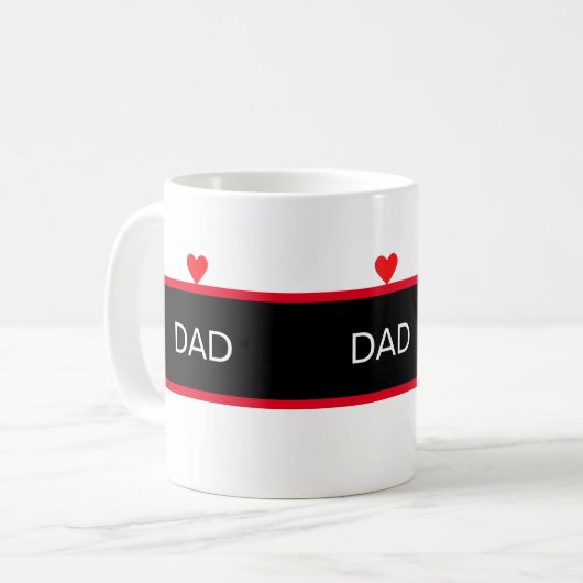 Mug Élégant père avec coeur sur noir & blanc (Devant gauche)