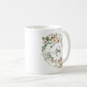 Mug Elegant Personalized Floral Monogram Name Gift (Devant droit)