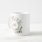 Mug Elegant Personalized Floral Monogram Name Gift (Devant gauche)