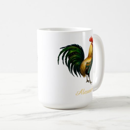 Mug Elégant Personnalisé Rooster Coq poulet (Devant droit)