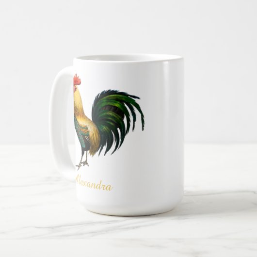 Mug Elégant Personnalisé Rooster Coq poulet (Devant gauche)