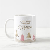 Mug Élégant Pine Rose Or Arbre Joyeux Noël (Gauche)