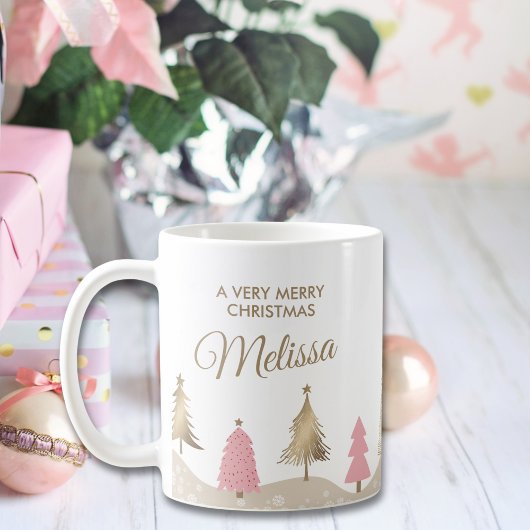 Mug Élégant Pine Rose Or Arbre Joyeux Noël