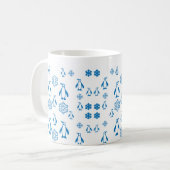 Mug Élégant Pingouins Bleus avec Motif de flocons de n (Devant gauche)