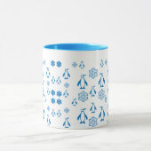 Mug Élégant Pingouins Bleus avec Motif de flocons de n (Centre)