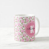 Mug Elegant Pink Hydragea Flowers Pattern Monogram (Devant droit)