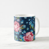Mug Élégant Pink Peonies Arrière - plan rétro (Devant droit)