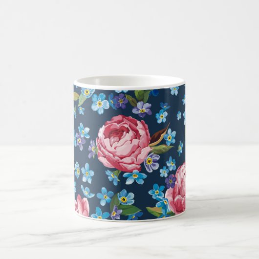 Mug Élégant Pink Peonies Arrière - plan rétro (Centre)