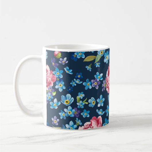 Mug Élégant Pink Peonies Arrière - plan rétro (Gauche)