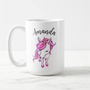 Mug Élégant Pink Unicorn Nom de la fille