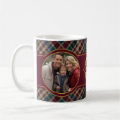Mug Élégant Plaid de Vacances Photo Monogramme Nom (Gauche)