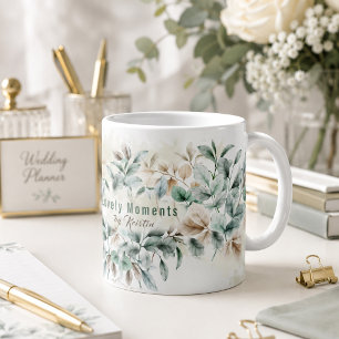 Mug Élégant Planificateur de Mariage Botanique Aquarel
