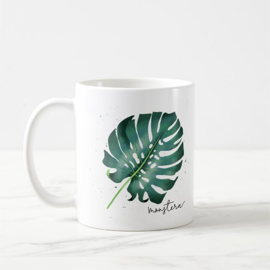 Mug Élégant Plante de la Feuille de Monstère Verte (Gauche)