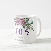 Mug Élégant Plum violet Rose Floral 100e anniversaire (Devant droit)