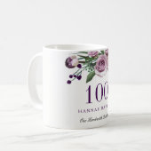Mug Élégant Plum violet Rose Floral 100e anniversaire (Devant gauche)