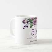 Mug Elégant Plum violet Rose Floral 50e anniversaire (Devant gauche)