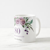Mug Elégant Plum violet Rose Floral 80e anniversaire (Devant droit)
