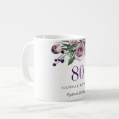 Mug Elégant Plum violet Rose Floral 80e anniversaire (Devant gauche)