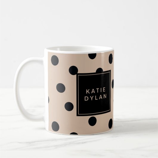 Mug Elégant point noir sur beige (Gauche)