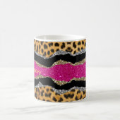 Mug Élégant poster de animal rose brillant monogramme (Centre)