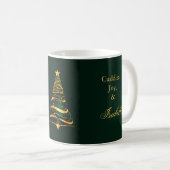 Mug Élégant premier Noël Maman Papa Pin Or Arbre (Devant droit)