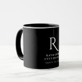 Mug Élégant professionnel noir blanc Monogramme (Devant gauche)