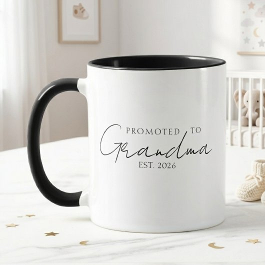 Mug Élégant Promu Grand-mère Année de Création Script