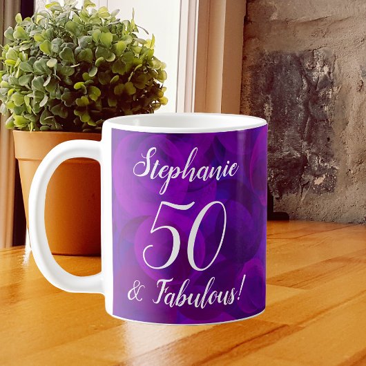 Mug Elégant Purple 50 et Fabuleux Année Personnalisée