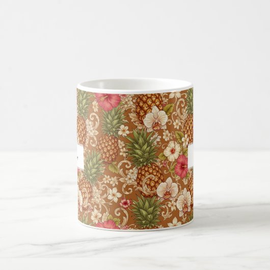 Mug Élégant réactif Tropical Floral Ananas Custom (Centre)