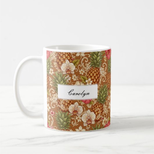 Mug Élégant réactif Tropical Floral Ananas Custom (Gauche)