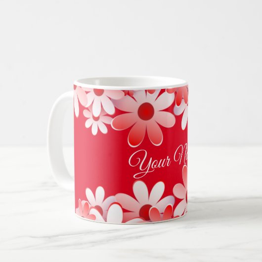 Mug Elegant Red White Floral Wedding (Devant gauche)