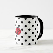 Mug Élégant rétro Ladybugs et pois (Devant droit)