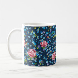 Mug Elégant rétro sans couture motif avec pivoines ros