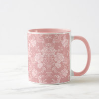 Élégant Romantique Chic Floral Damask-Pastel rose