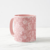 Mug Élégant Romantique Chic Floral Damask-Pastel rose (Devant gauche)