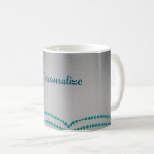 Mug Elégant Romantique Crystal Blue Rose Pearls Chic (Devant droit)
