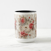 Mug Élégant Rose 3D, abeilles et beauté botanique (Centre)