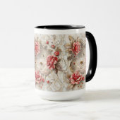 Mug Élégant Rose 3D, abeilles et beauté botanique (Devant droit)