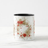 Mug Élégant Rose 3D, abeilles et beauté botanique (Centre)