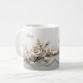 Mug Élégant Rose blanc 3D (Devant gauche)