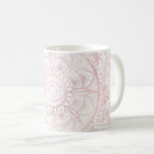 Mug Elégant Rose Blanc Or Oeil Soleil Lune Mandala (Devant droit)
